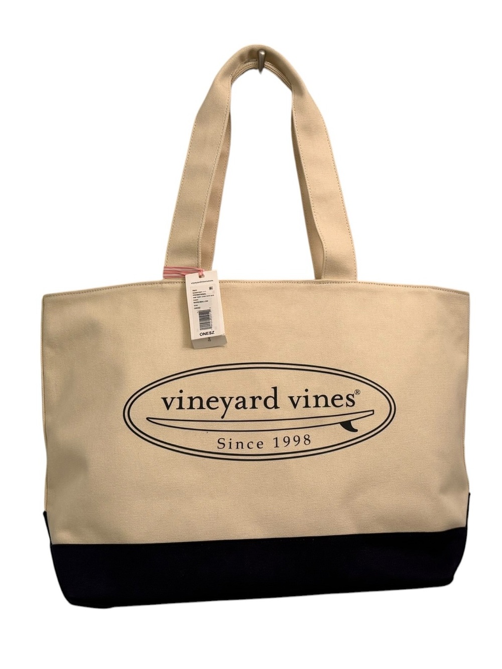 NWT Vineyard Vines Surf Logo Canvas Tote Bag Extra Large Beach Summer